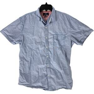 Michael Brandon Button Up Shirt Men XL Blue Short Sleeves 100% Cotton Slim Fit